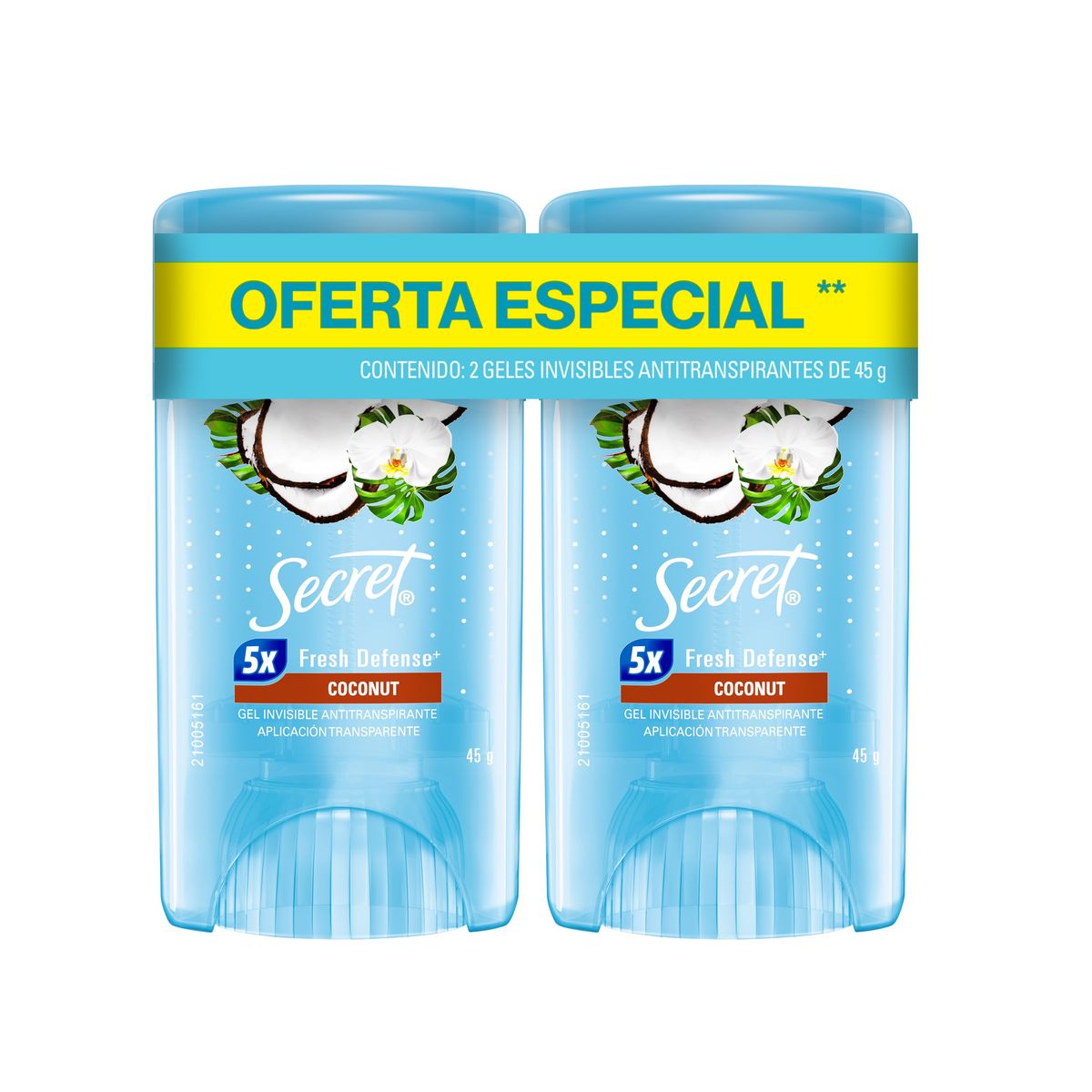 SECRET - Gel Invisible Antitranspirante en Barra Secret Coco Empaque 2 Und