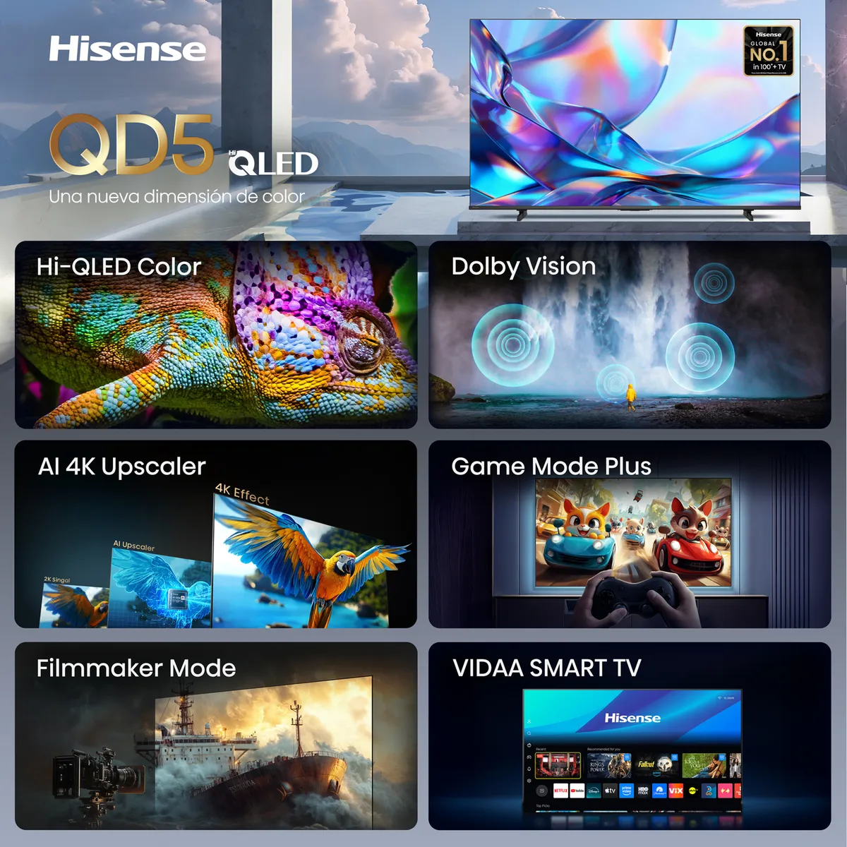 HISENSE - Televisor Hisense 55'' QLED UHD 4K