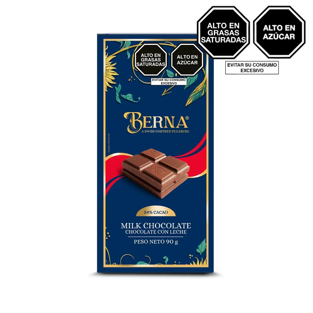 BERNA NEGUSA - Tableta de Chocolate Berna con Leche Caja 90 g