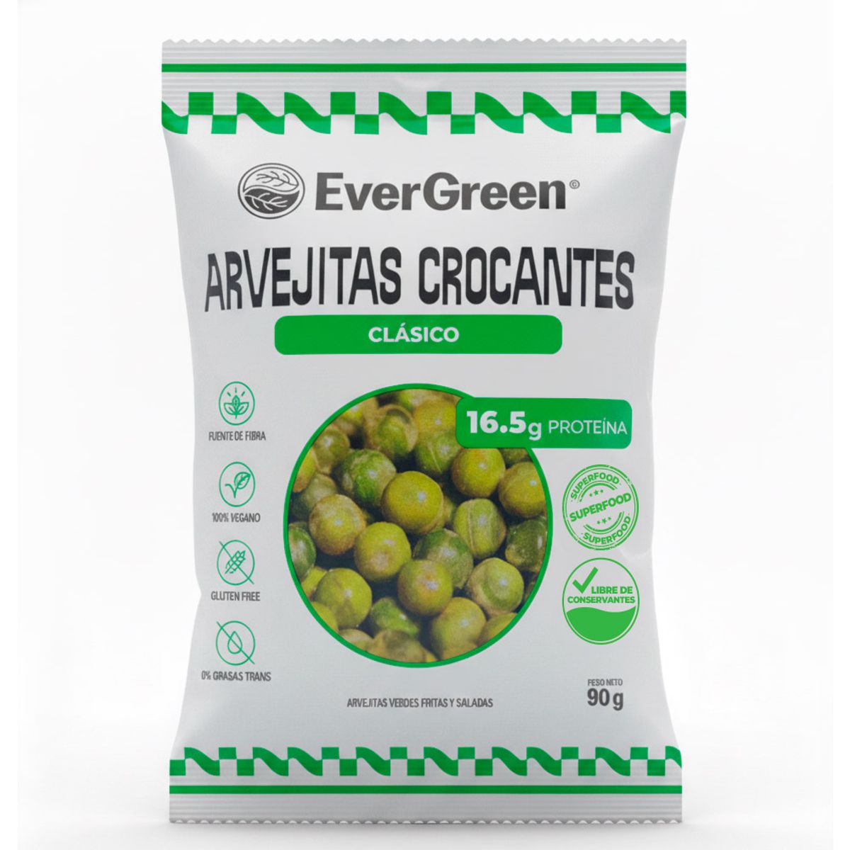 L ONDA - Arvejitas Crocantes Clásico Evergreen Bolsa 90 g