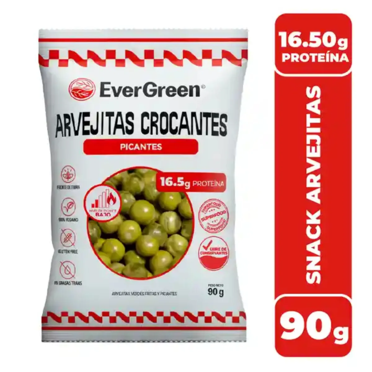  - Arvejitas Crocantes Picantes Evergreen Bolsa 90 g