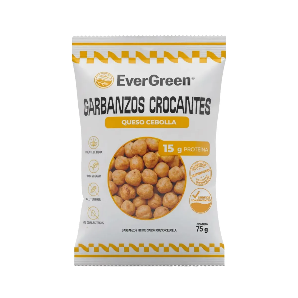 L ONDA - Garbanzos Crocantes Queso y Cebolla Evergreen Bolsa 75 g
