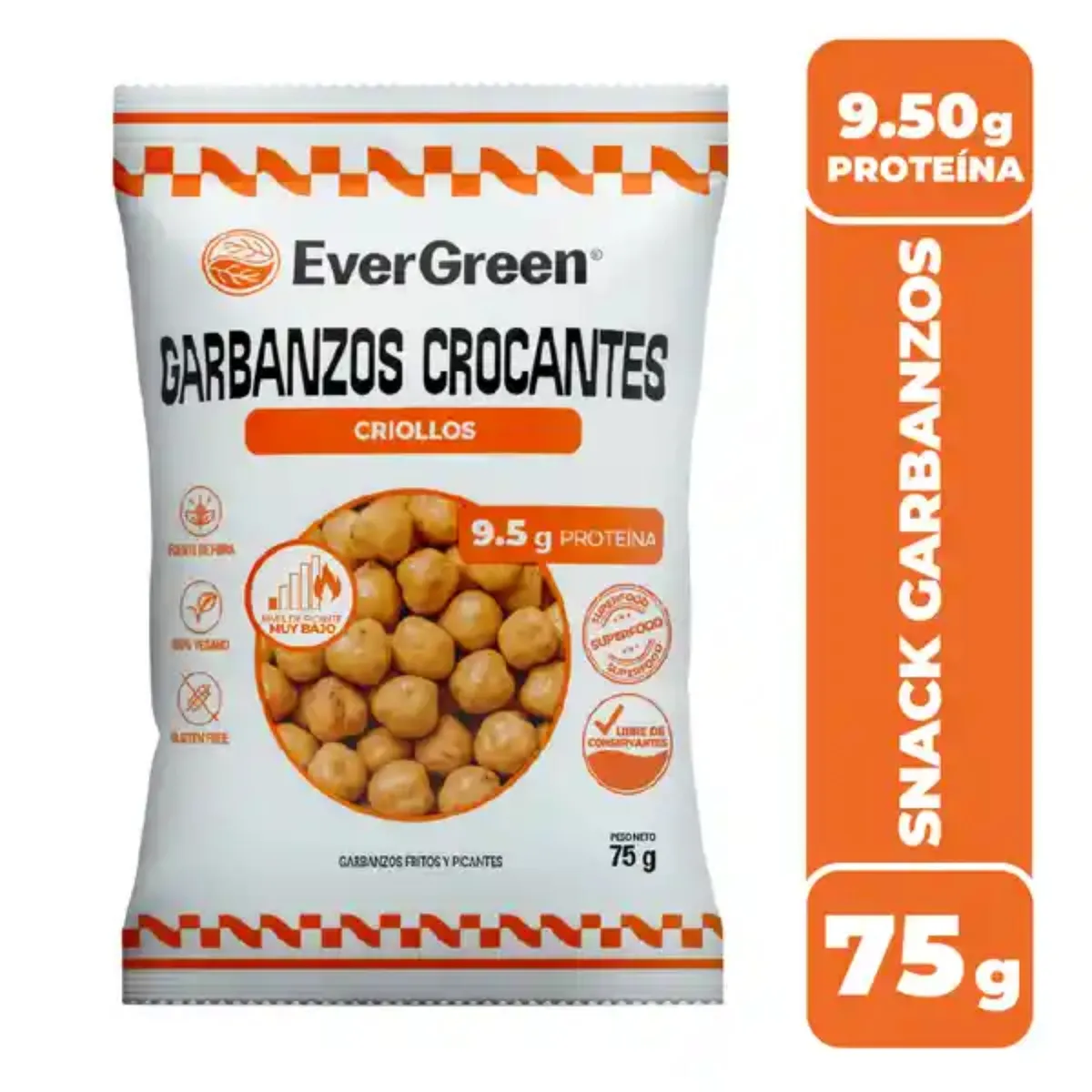  - Garbanzos Crocantes Criollos Evergreen Bolsa 75 g
