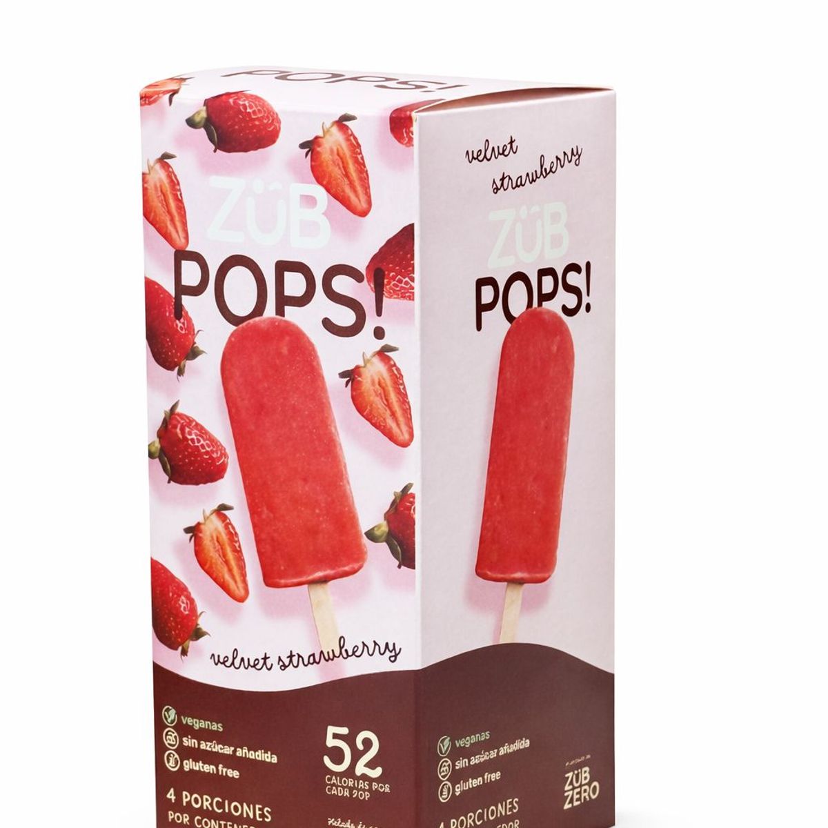 ZUB ZERO - Paleta Helada ZubPops Velvet Strawberry ZubZero Caja 4 Und