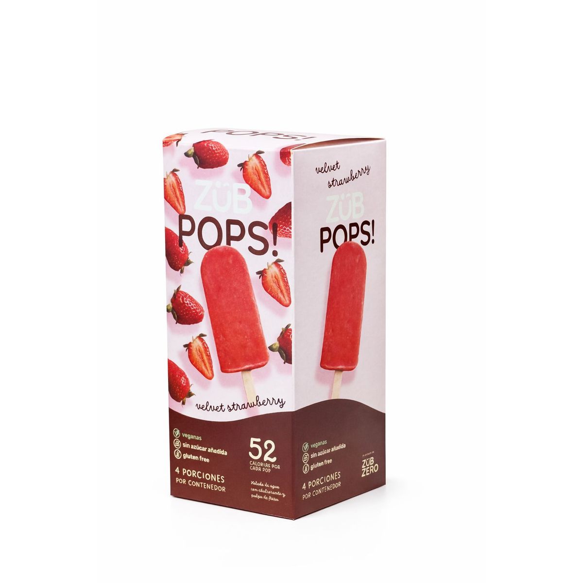 ZUB ZERO - Paleta Helada ZubPops Velvet Strawberry ZubZero Caja 4 Und