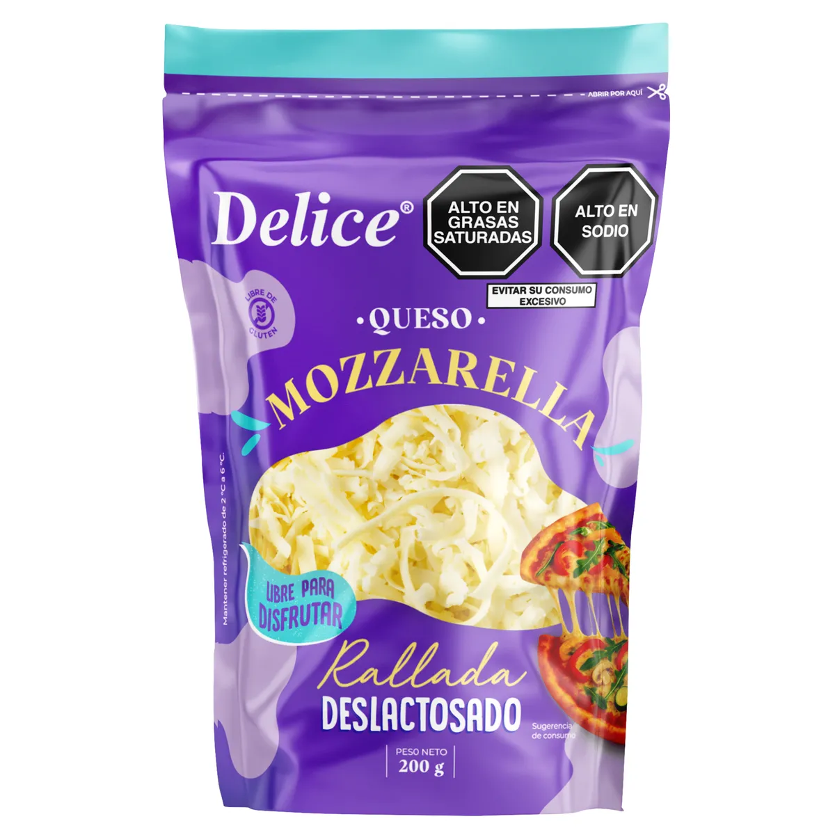 DELICE - Queso Mozzarella Rallado Sin Lactosa Delice Doypack 200 g