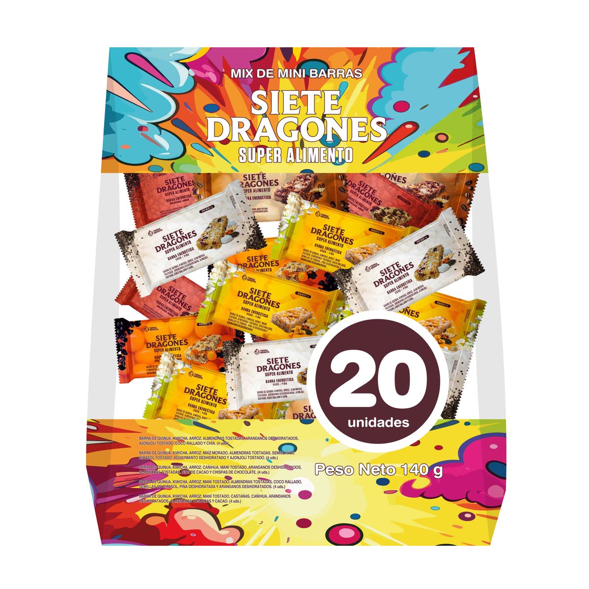 SIETE DRAGONES - Barra Energética Siete Dragones Mix Caja 20 Und