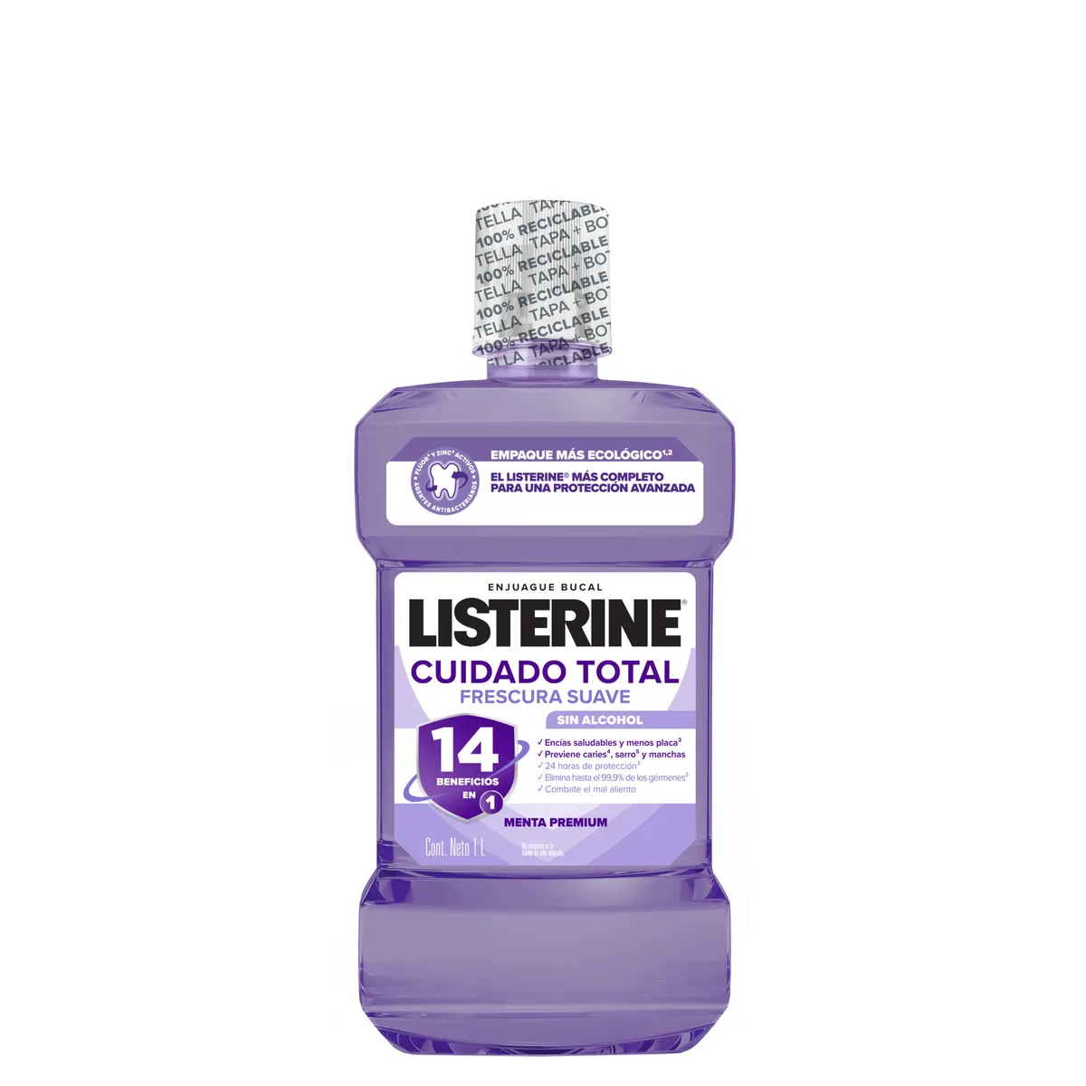 LISTERINE - Enjuague Bucal Listerine Cuidado Total Frescura Suave Botella 1 L