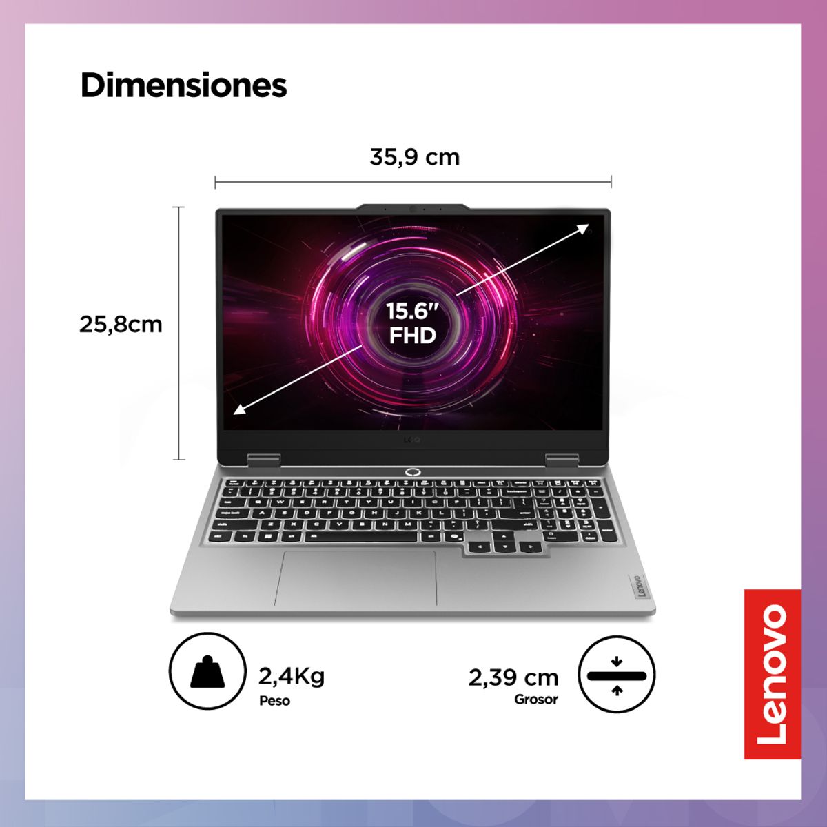 LENOVO - Laptop Gamer Lenovo LOQ AMD Ryzen 7 250 16GB RAM 512GB SSD RTX 5050 8GB 15.6" FHD 144Hz