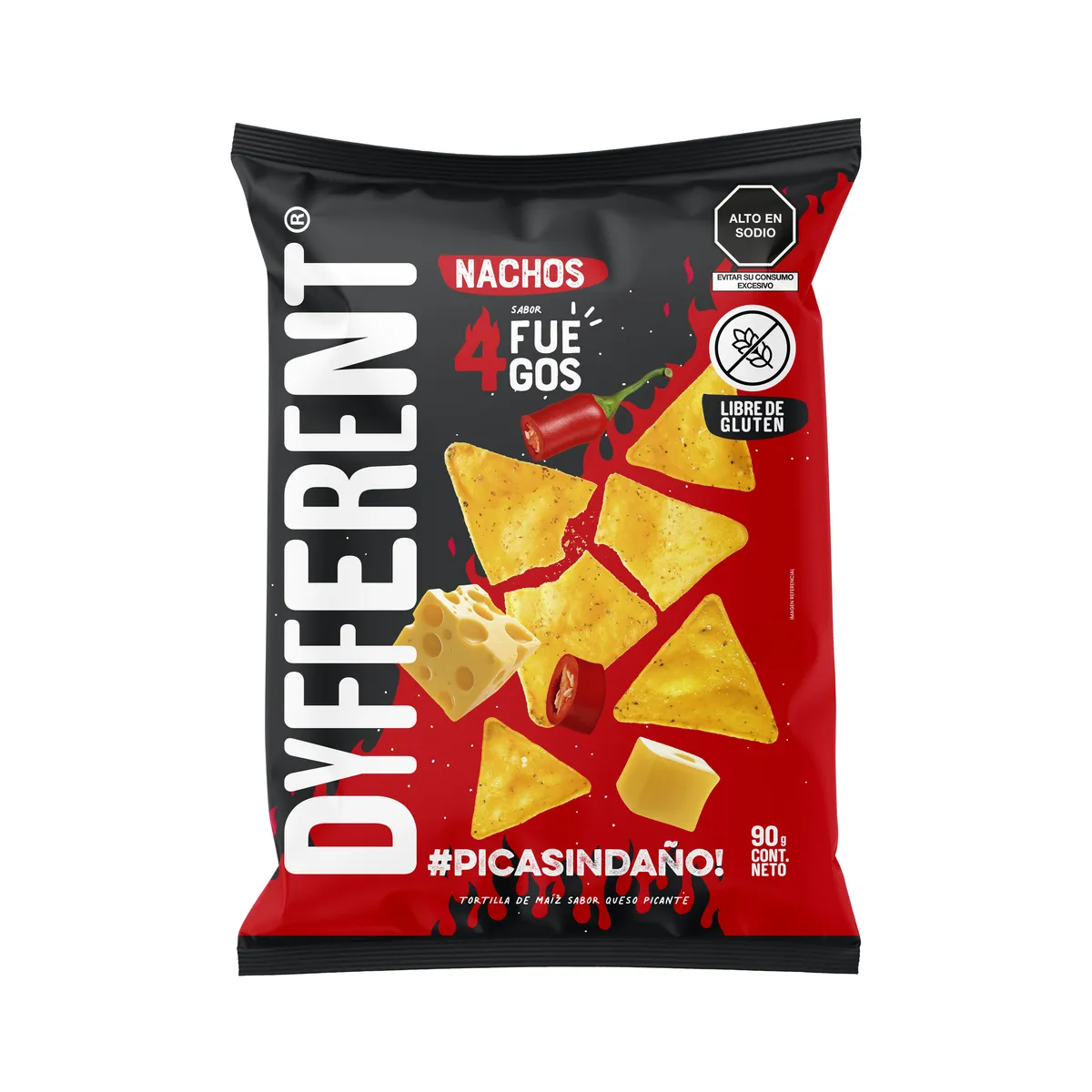 DYFFERENT - Snack Dyfferent Nachos 4 Fuegos Bolsa 90 g