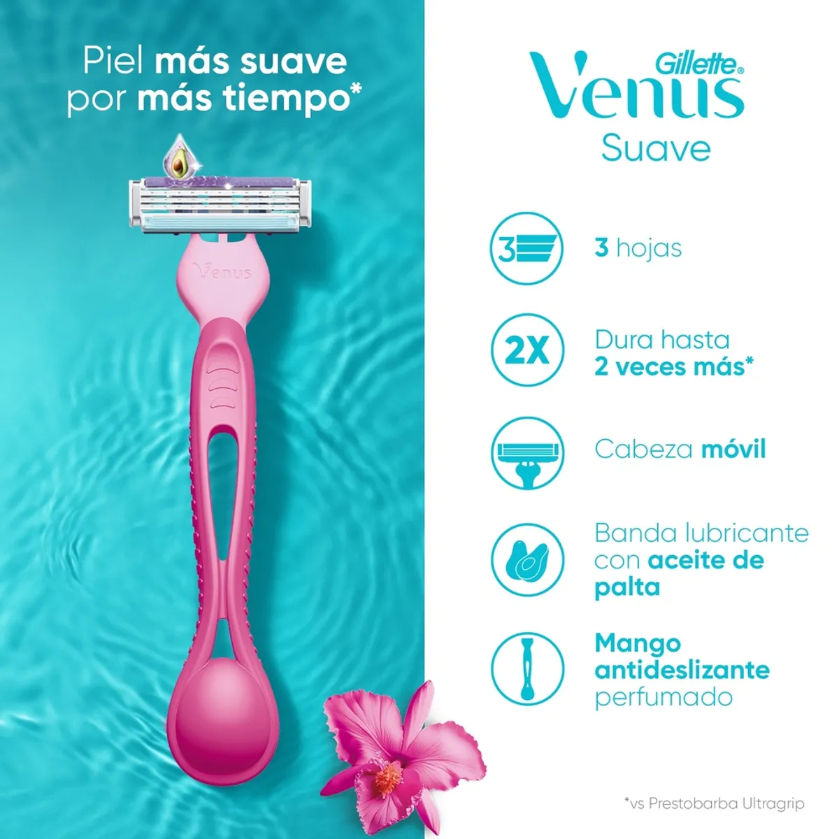 VENUS - Máquina de Afeitar Mujer Gillette Venus Suave con 3 Hojas Bolsa 2 Und