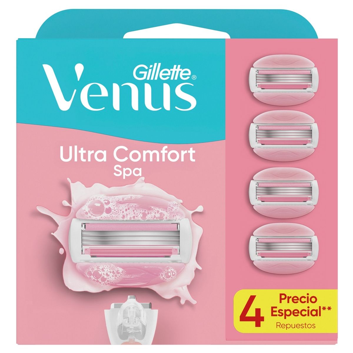 VENUS - Repuesto Máquina de Afeitar Mujer Gillette Venus Ultra Comfort Spa Empaque 4 Und