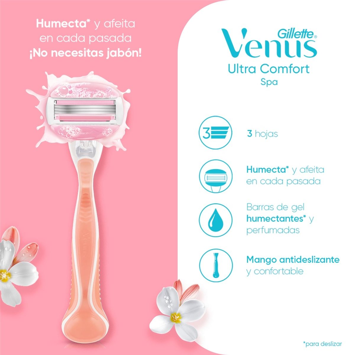 VENUS - Repuesto Máquina de Afeitar Mujer Gillette Venus Ultra Comfort Spa Empaque 4 Und