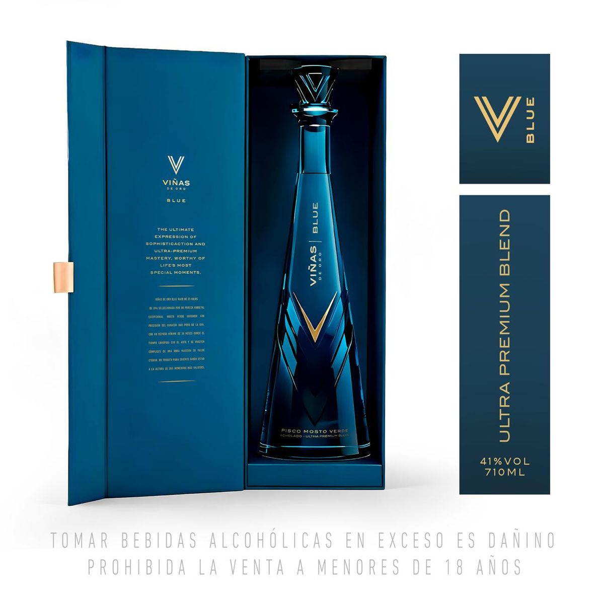 VINAS DE ORO - Pisco Viñas de Oro Mosto Verde Acholado Blue Botella 710 mL