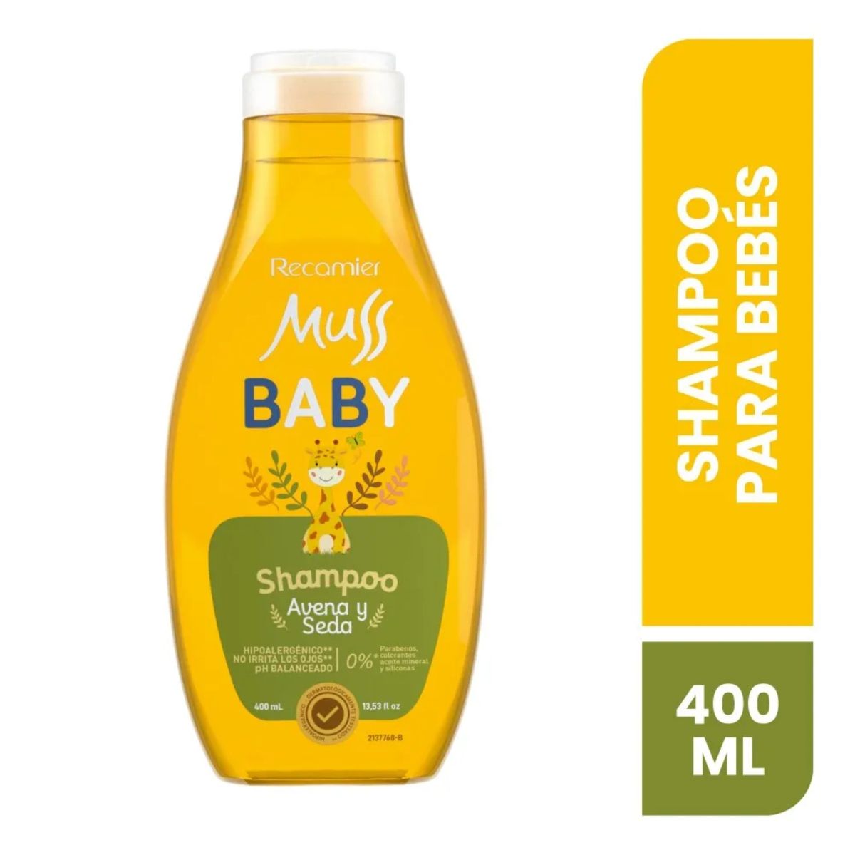 MUSS KIDS - Shampoo Muss Baby Avena y Seda Botella 400 mL
