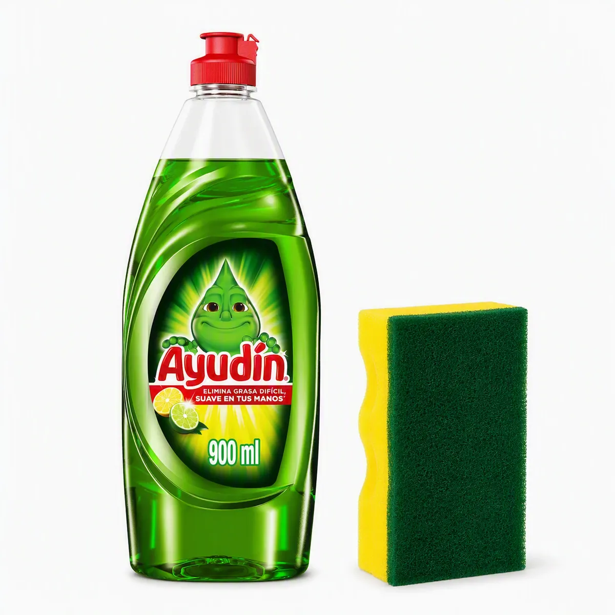 AYUDIN - Lavavajilla Ayudín Lima Limón Botella 900 mL + Esponja