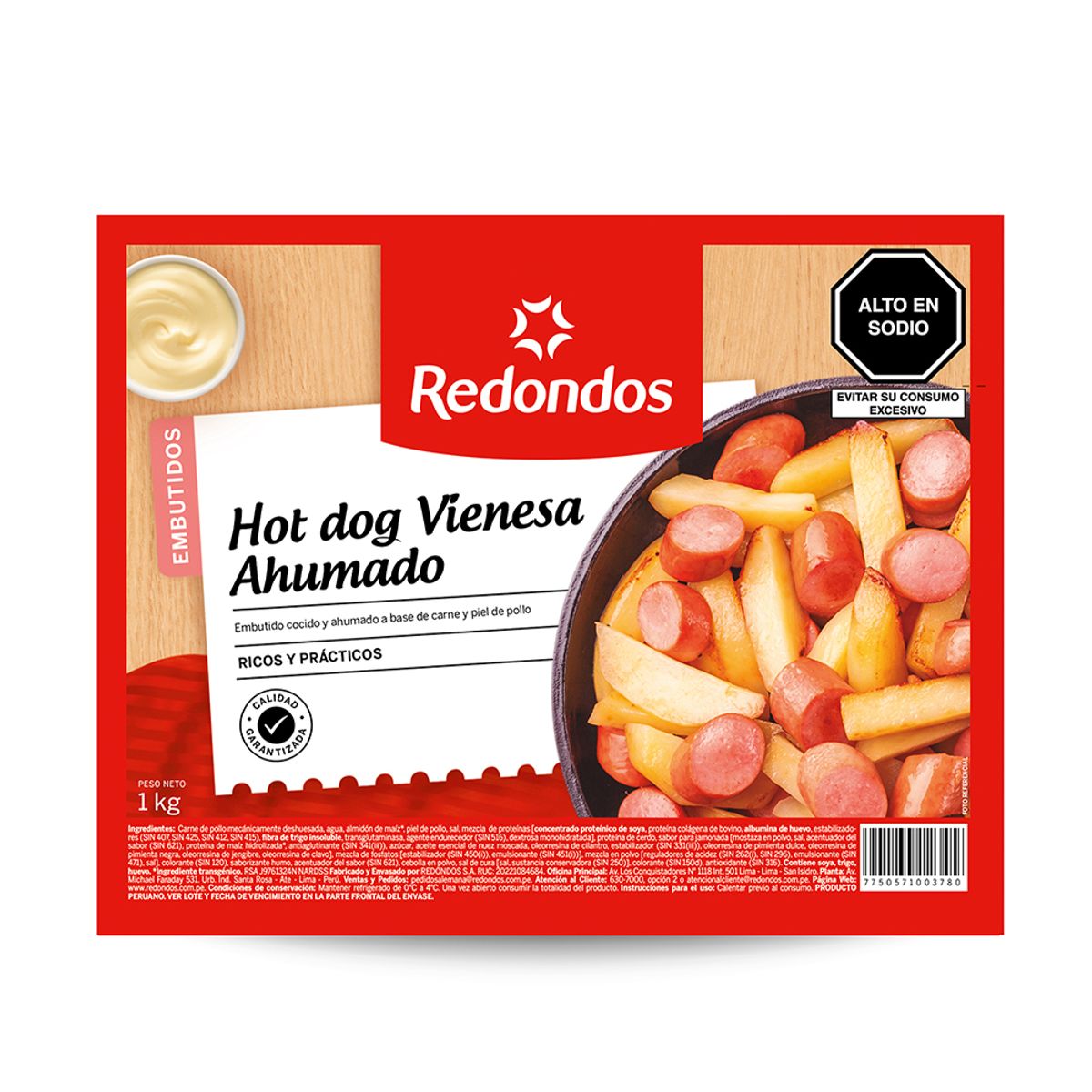 REDONDOS - Hot Dog Vienesa Ahumado Redondos Empaque 1 Kg