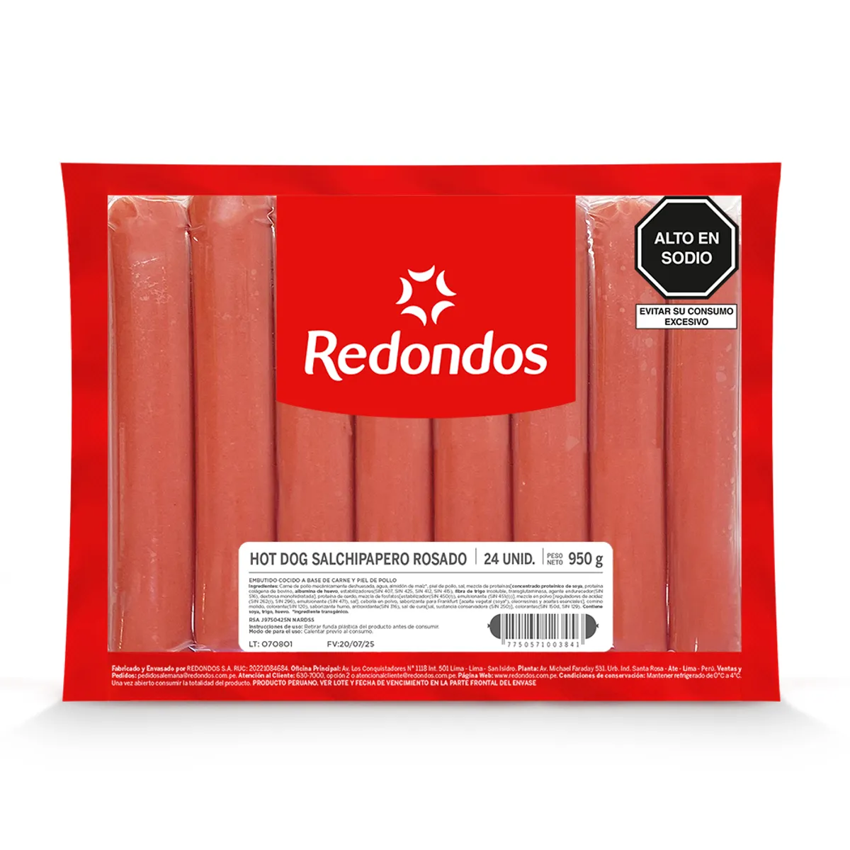 REDONDOS - Hot Dog Salchipapero Rosado Redondos Empaque 950 g