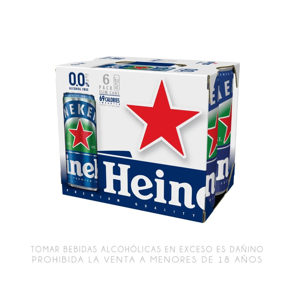 HEINEKEN - Cerveza Heineken 0.0 Libre de Alcohol Sixpack Lata 330 mL