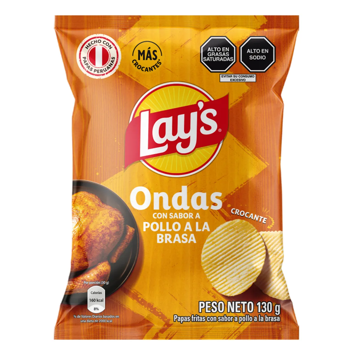 LAYS - Papas Lays Ondas Pollo a la Brasa Bolsa 130 g