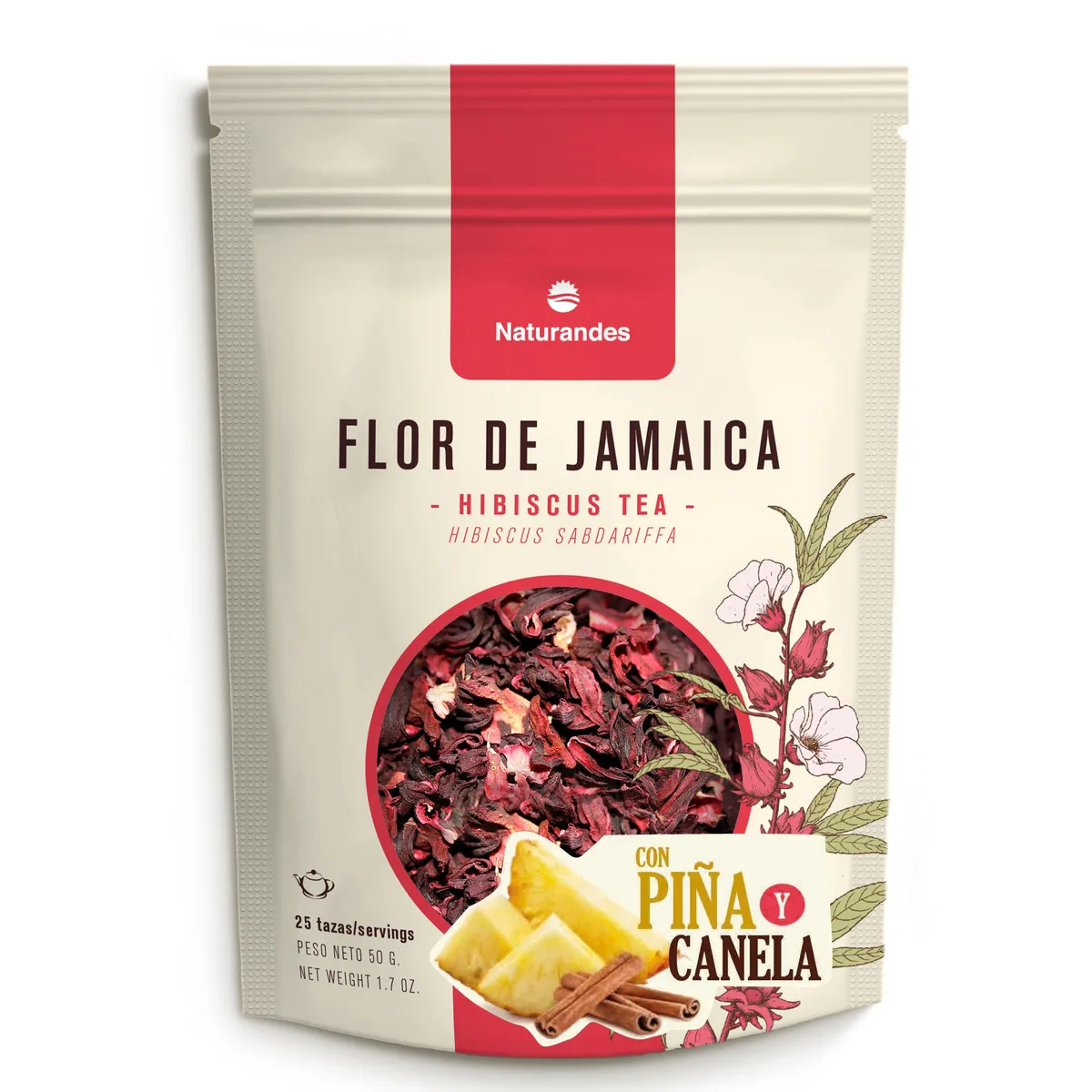 NATURANDES - Flor de Jamaica Naturandes Piña y Canela Doypack 50 g