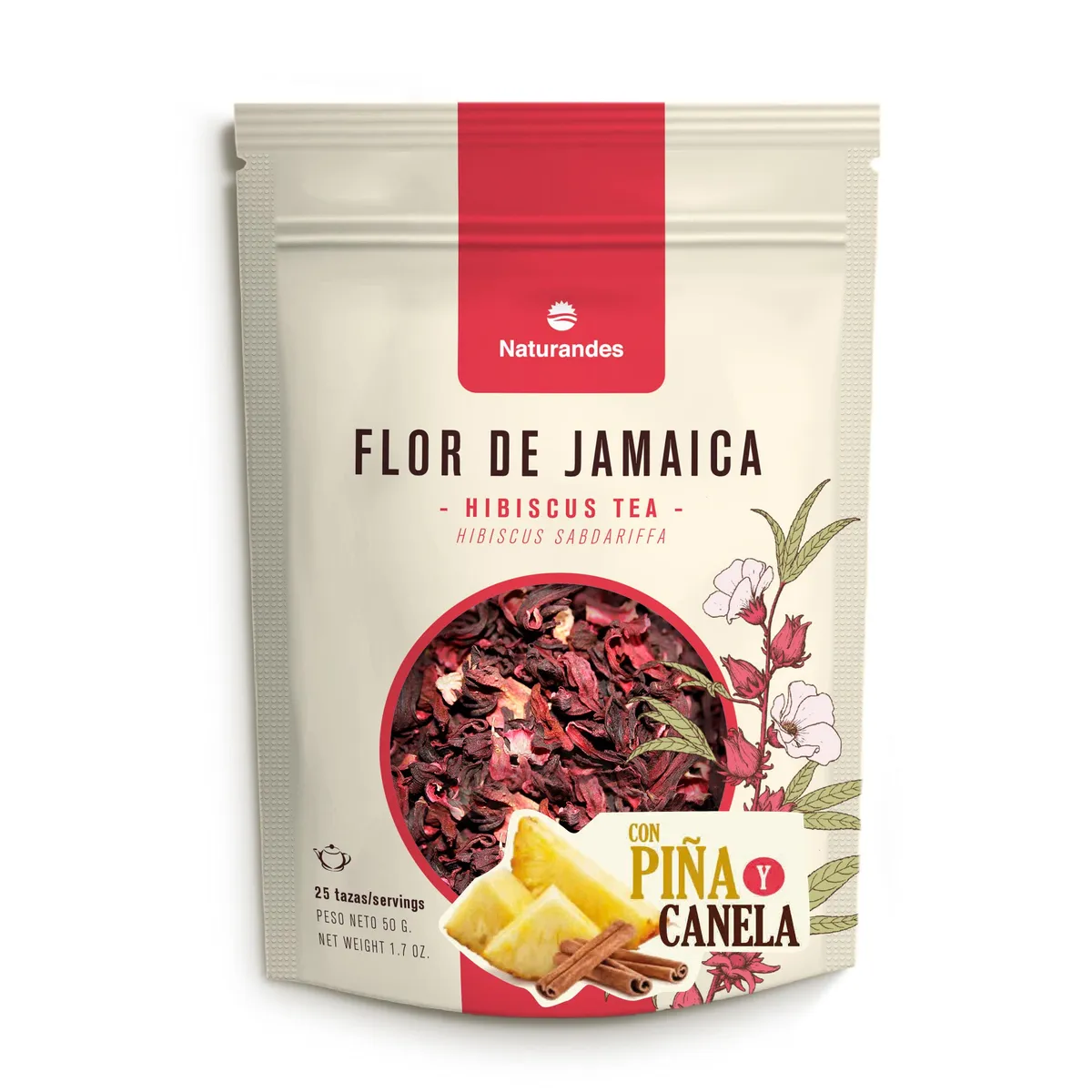NATURANDES - Flor de Jamaica Naturandes Piña y Canela Doypack 50 g