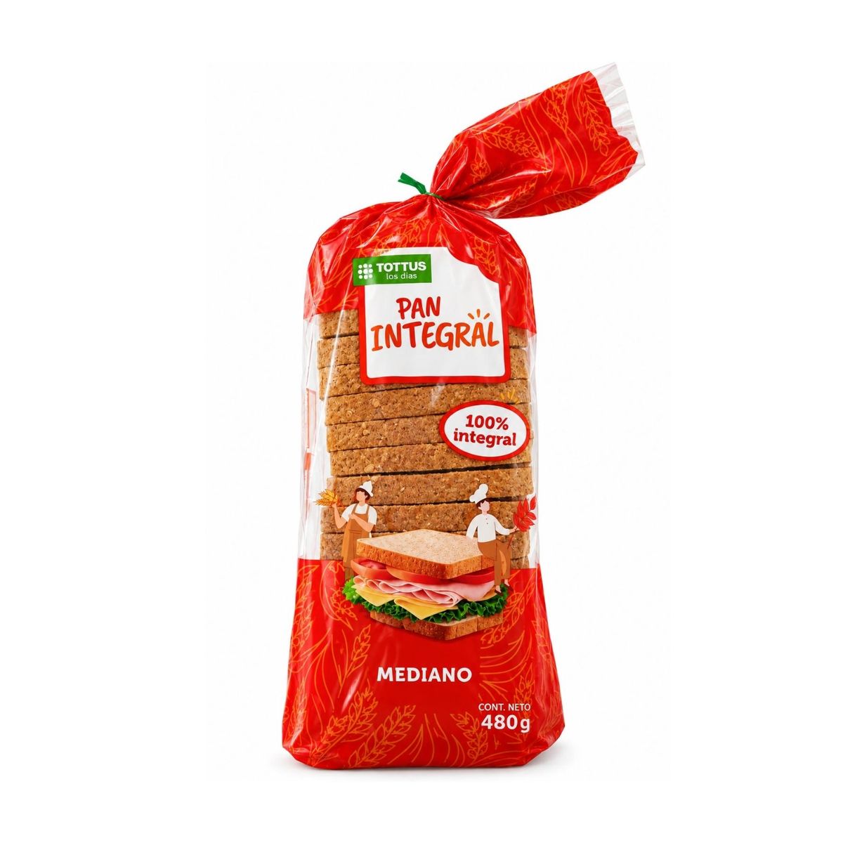 TOTTUS - Pan de Molde Tottus 100% Integral Bolsa 480 g