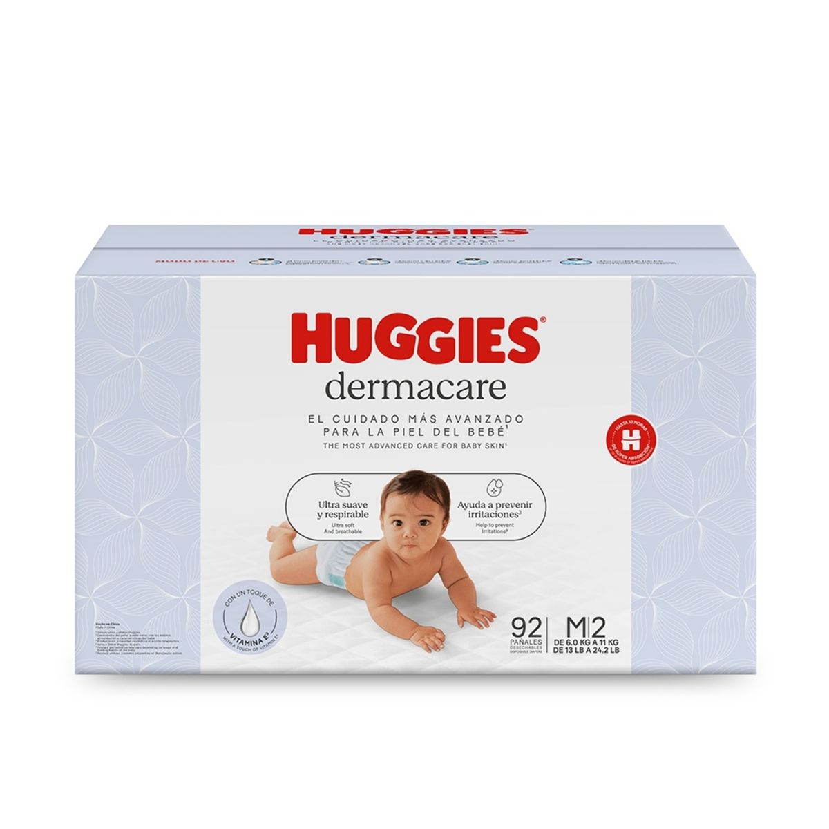 HUGGIES - Pañales Dermacare Huggies Talla M Caja 92 Und