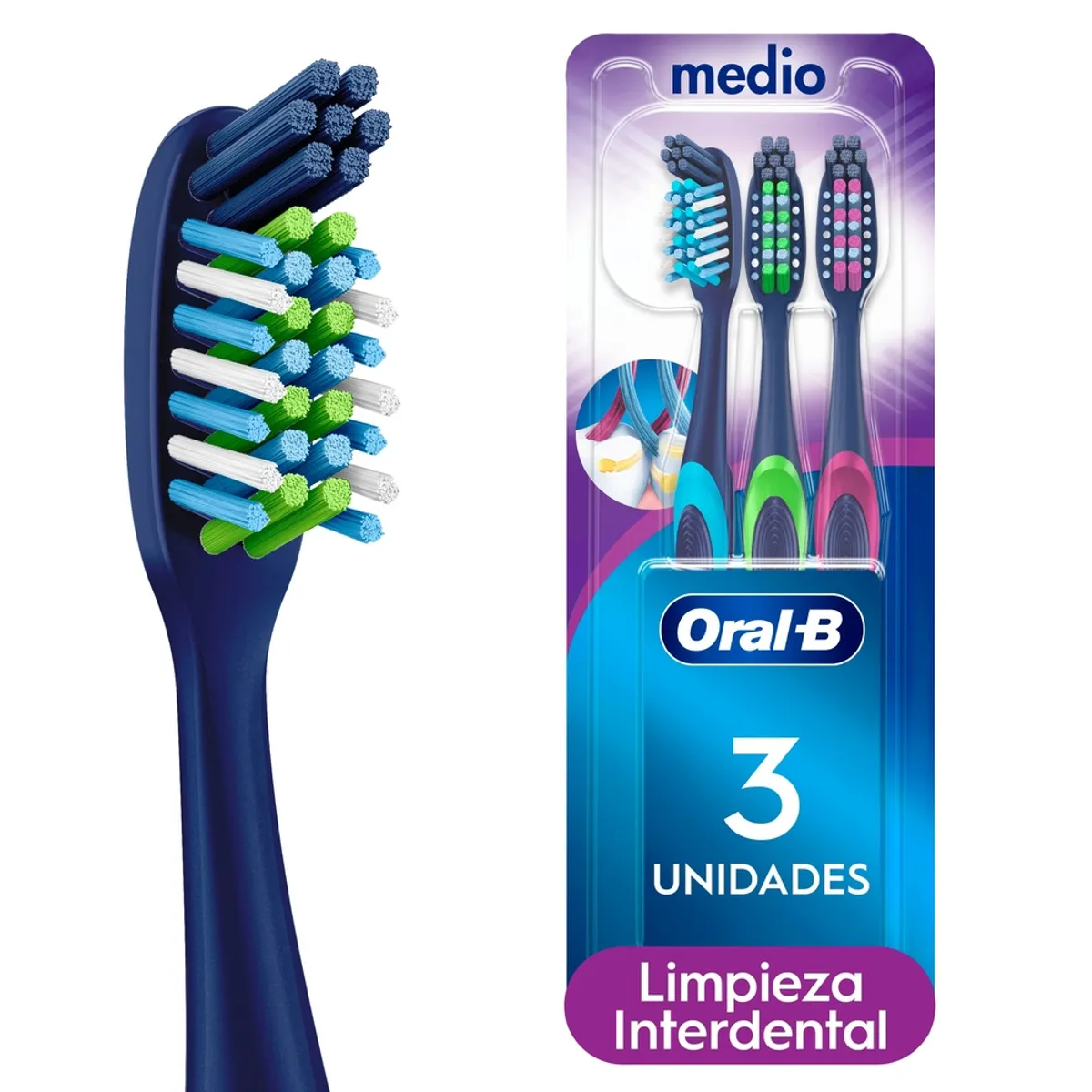 ORAL B - Cepillo de Dientes Oral-B CrissCross Cerdas Medias Empaque 3 Und