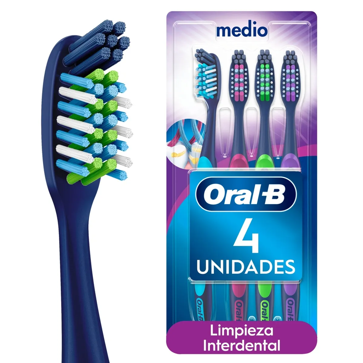 ORAL B - Cepillo de Dientes Oral-B CrissCross Cerdas Medias Empaque 4 Und