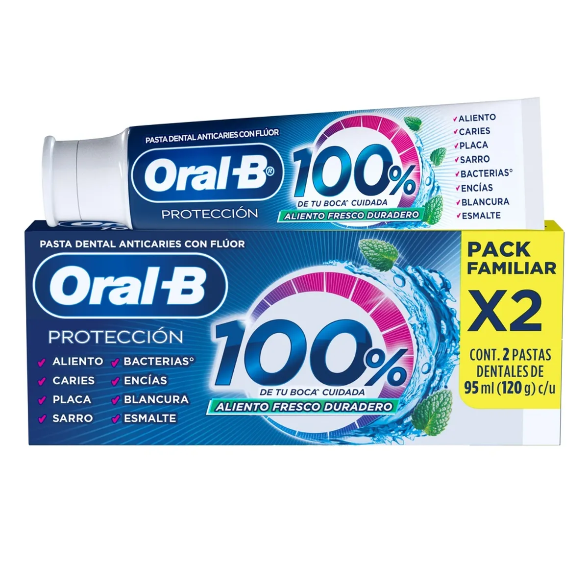 ORAL B - Pasta Dental Oral-B Protección 100% de tu Boca* Cuidada Empaque 2 Und