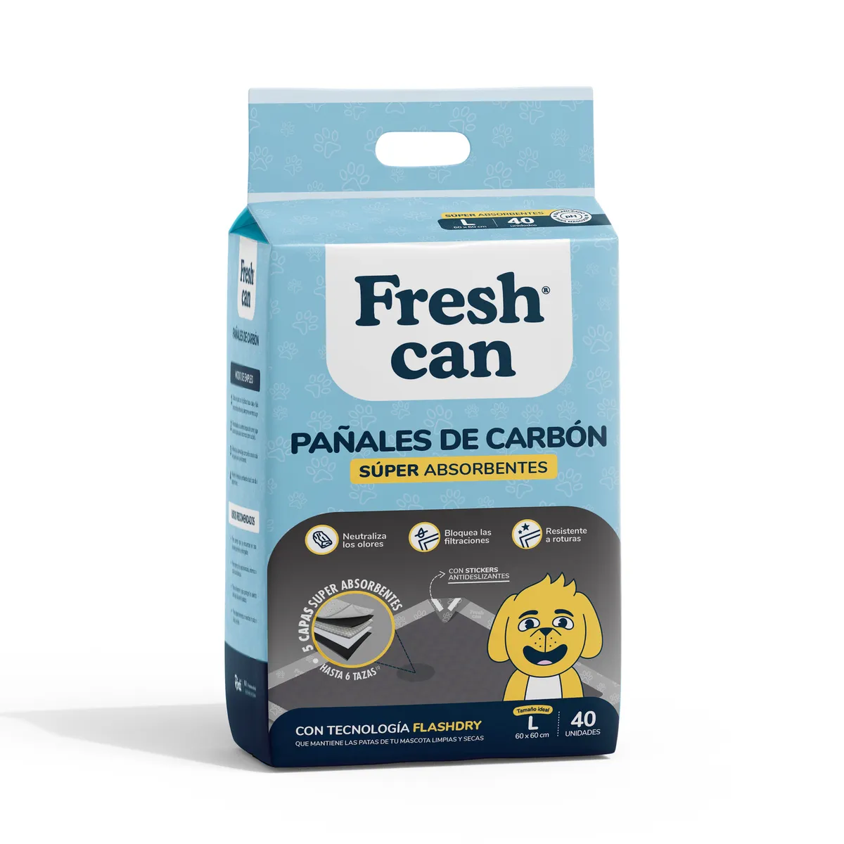 FRESH CAN - Pañales de Piso Fresh Can Carbón Caja 40 Und