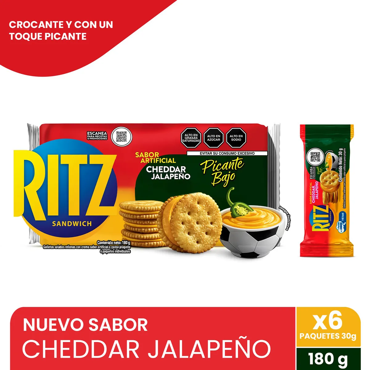 RITZ - Galleta Ritz Queso Jalapeño Sixpack 180 g