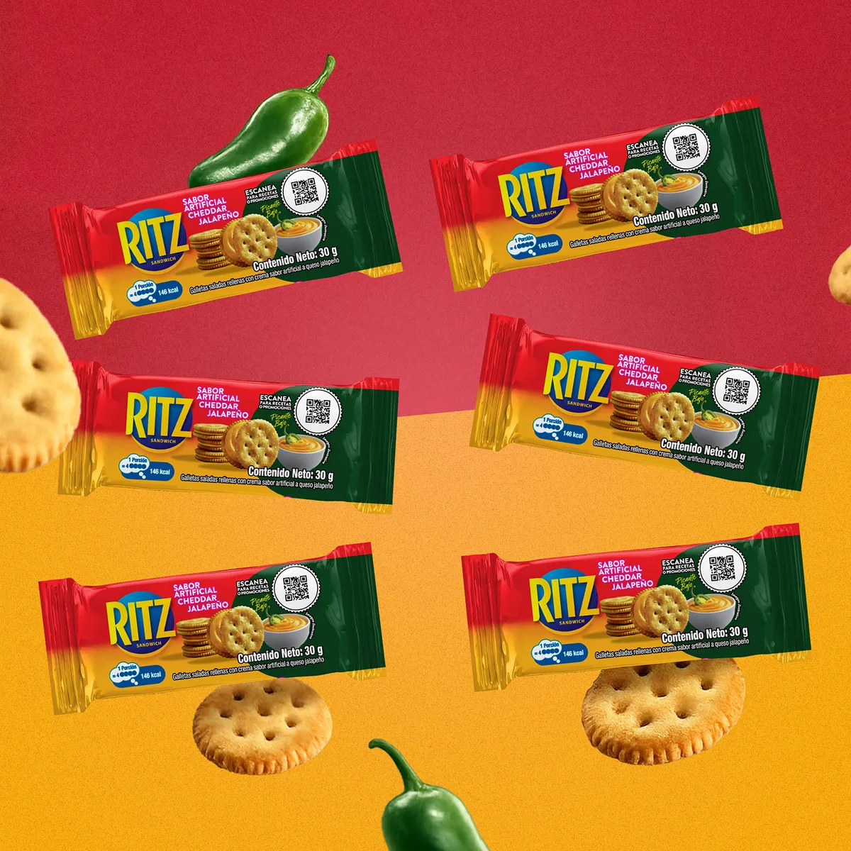 RITZ - Galleta Ritz Queso Jalapeño Sixpack 180 g