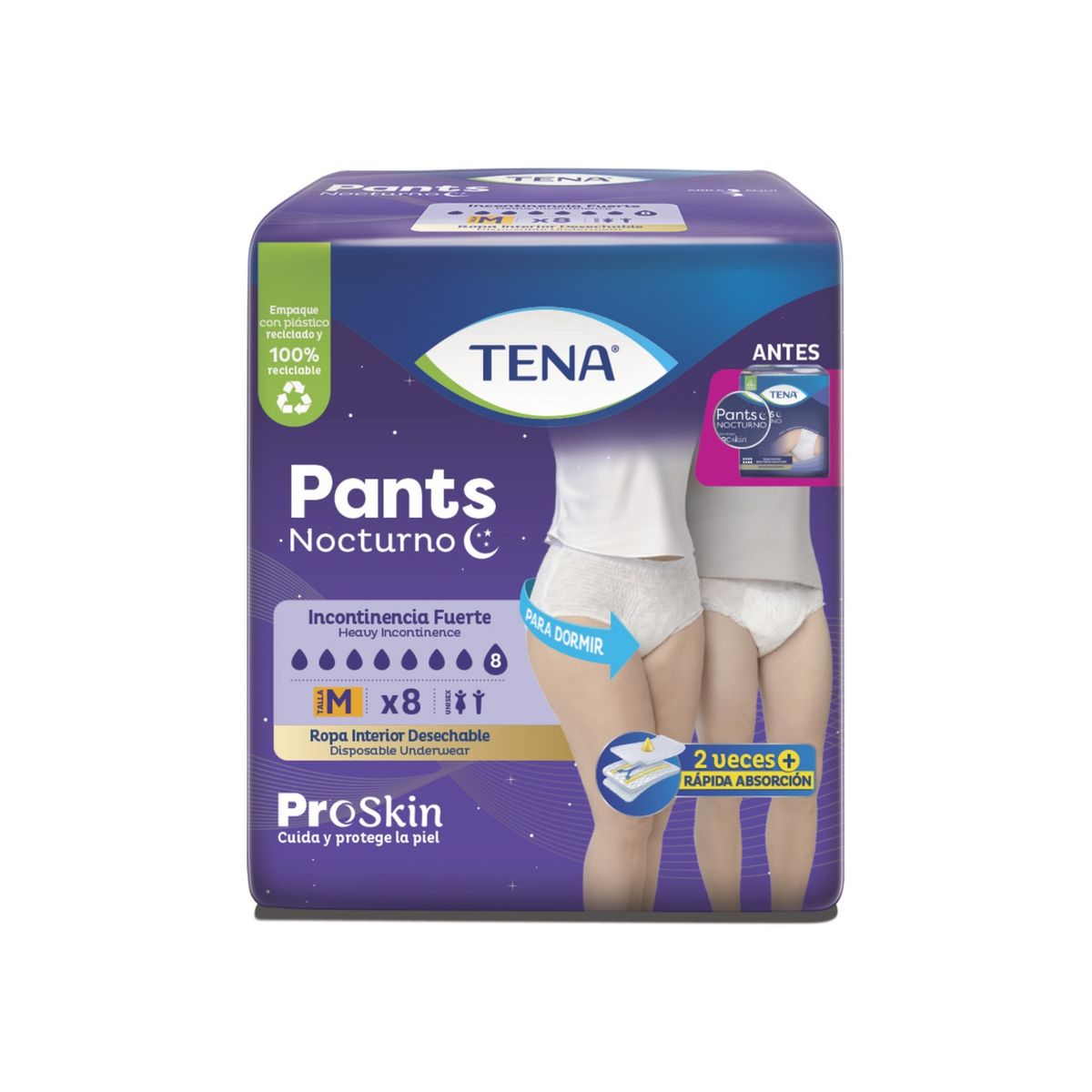 TENA - Pañal Pants Tena Nocturno Talla M Empaque 8 Und