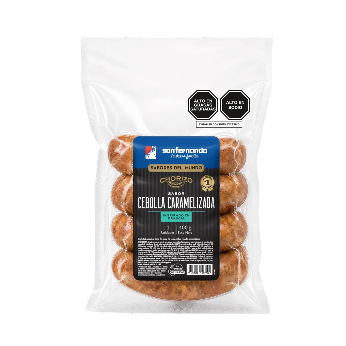 SAN FERNANDO - Chorizo San Fernando Cebolla Caramelizada Empaque 400 g