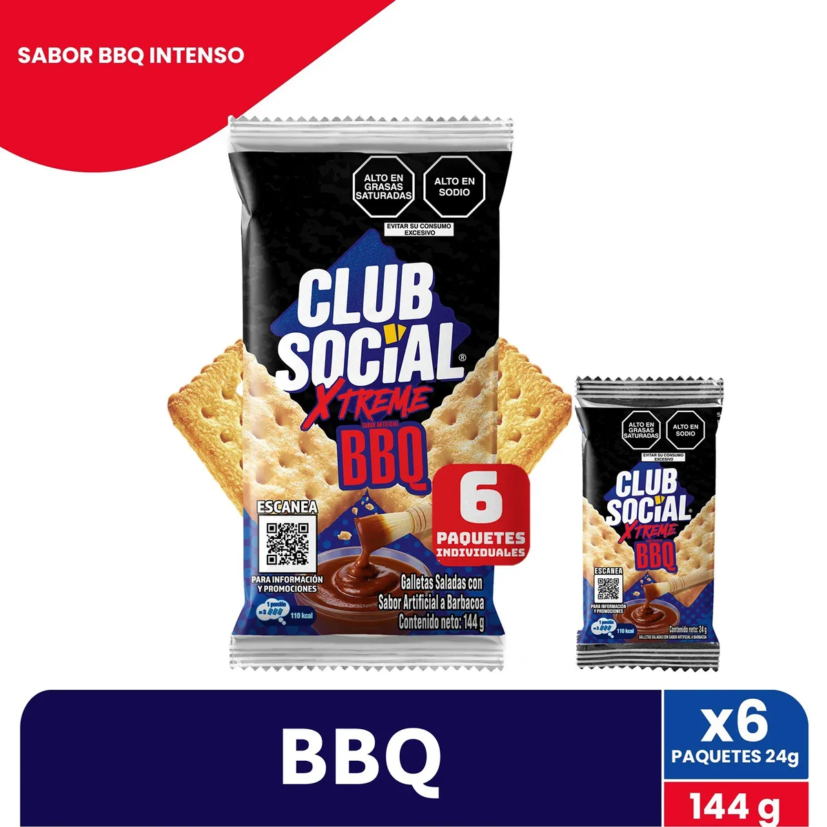 CLUB SOCIAL - Galleta Club Social Xtreme BBQ Sixpack 144 g