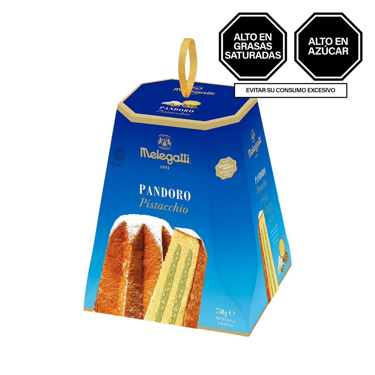 MELEGATTI - Bizcocho Pandoro Melegatti Pistacho Empaque 750 g