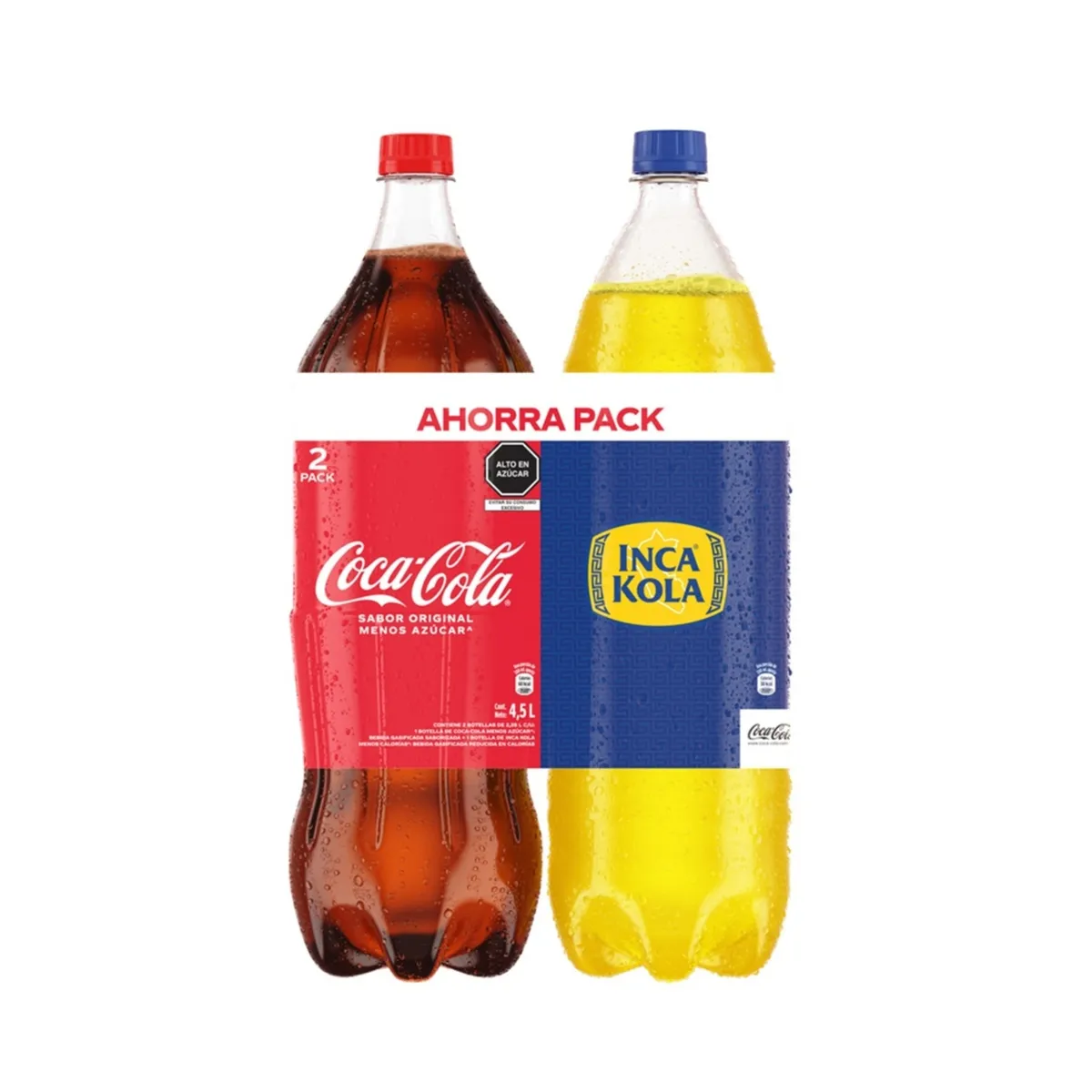 INCA KOLA - Pack Bebida Gaseosa Inca Kola 2.25 L + Coca Cola 2.25 L