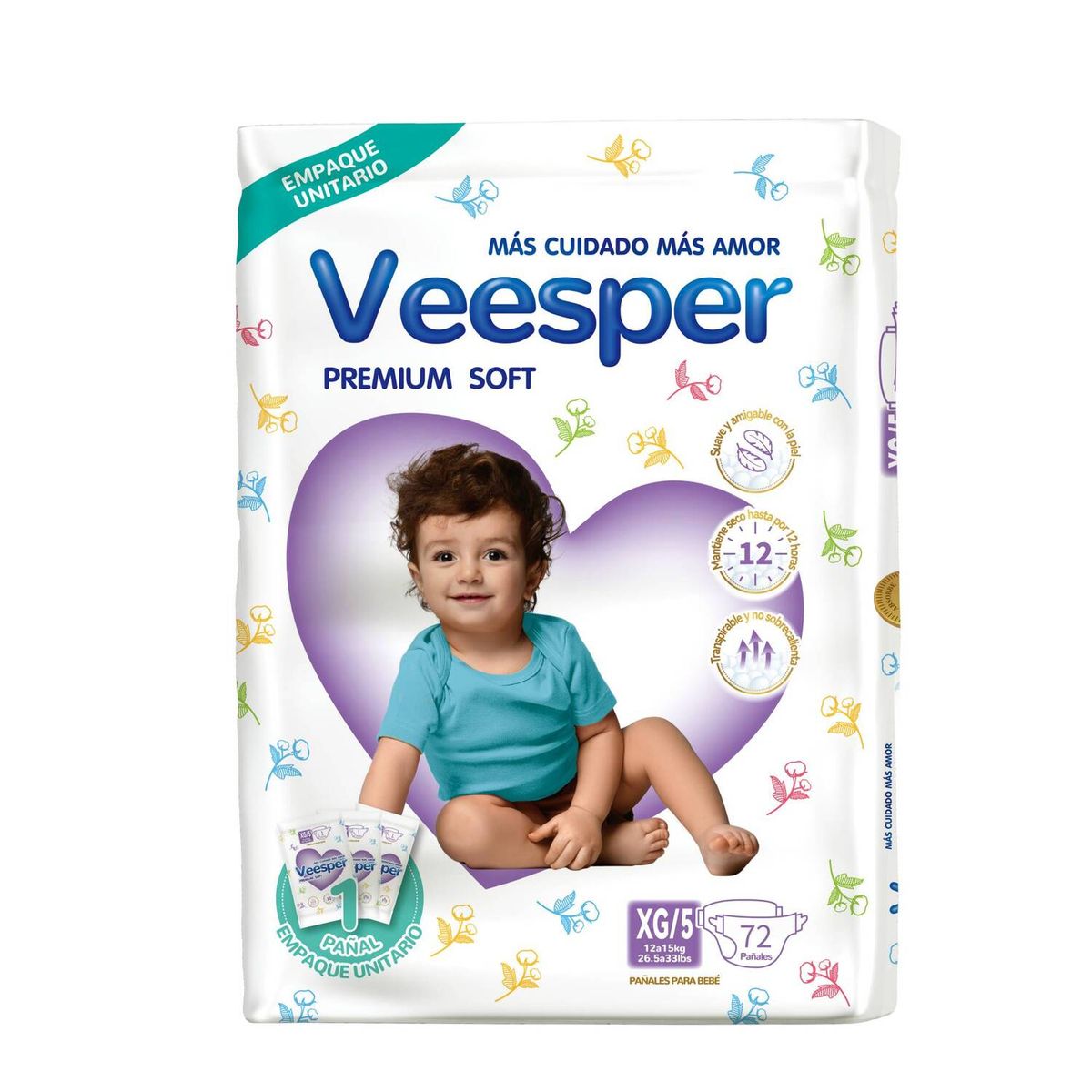 VEESPER - Pañal Veesper Premium Soft XG Empaque 72 Und