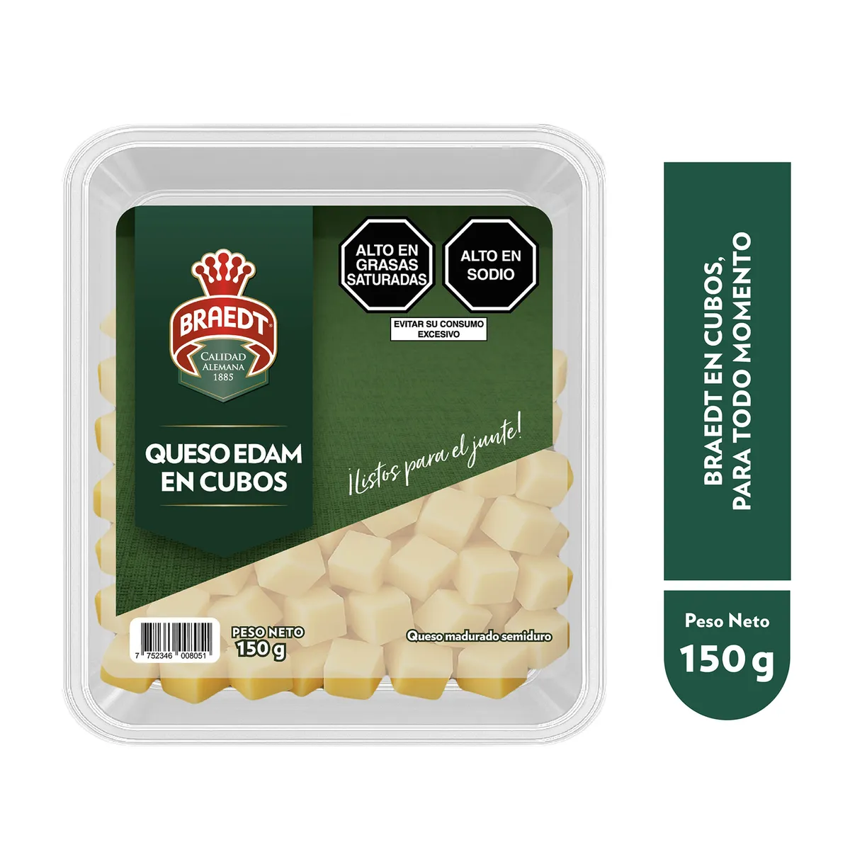 BRAEDT - Queso Edam Cubos Braedt Empaque 150 g