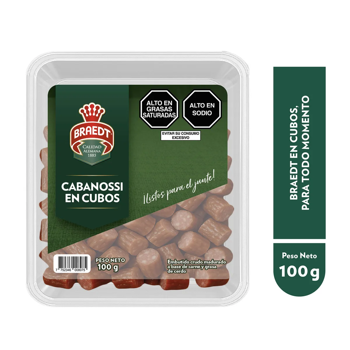 BRAEDT - Cabanossi Cubos Braedt Empaque 100 g