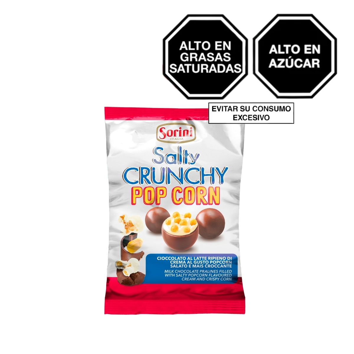 SORINI - Bombones de Chocolate Sorini Salty Crunchy Pop Corn Bolsa 90 g