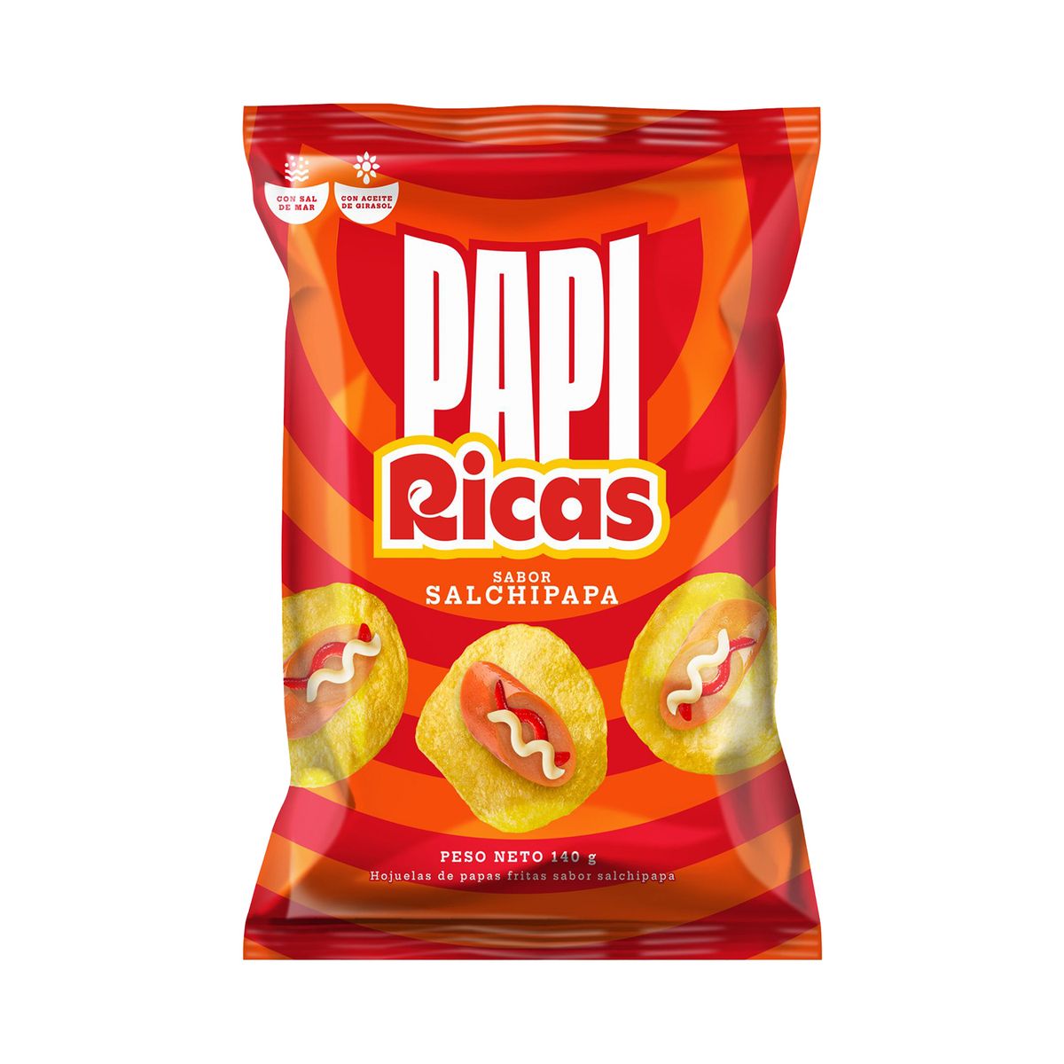 RICAS - Papas Papi Ricas Sabor Salchipapa Bolsa 140 g