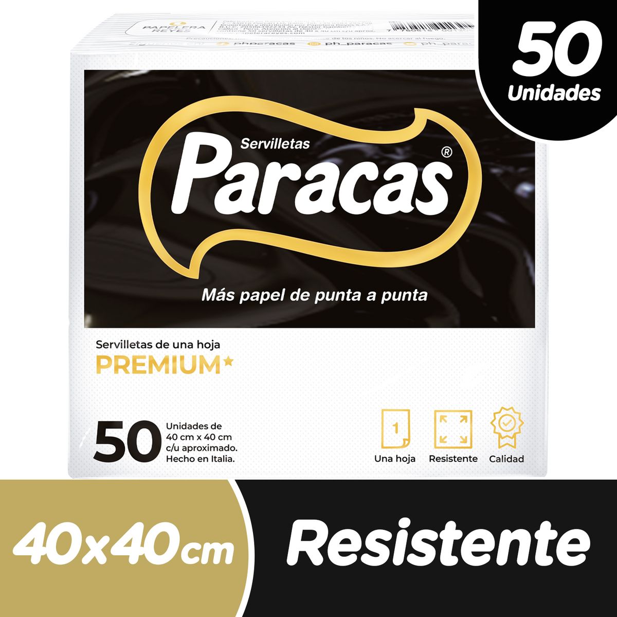 PARACAS - Servilleta Paracas Black Premium Empaque 50 Und