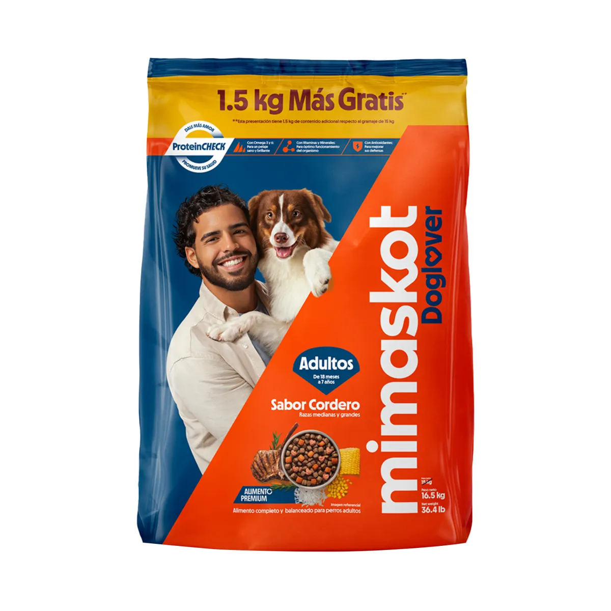 MIMASKOT - Alimento Perro Adulto MiMaskot Cordero Bolsa 16.5 Kg