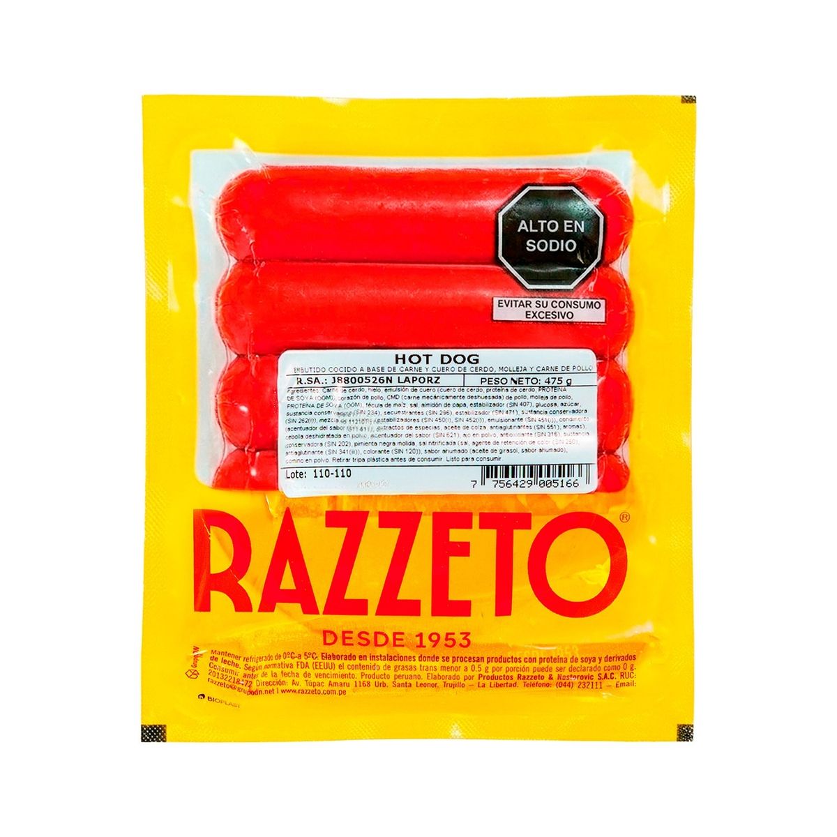 RAZZETO - Hot Dog Razetto Empaque 475 g