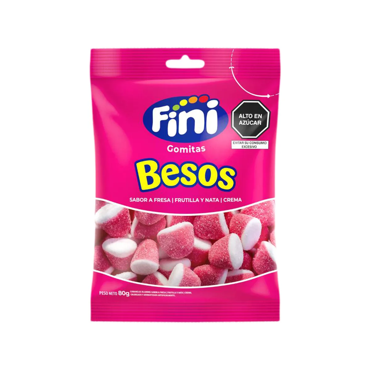 FINI - Goma Besos De Fresa Fini Empaque 80 g