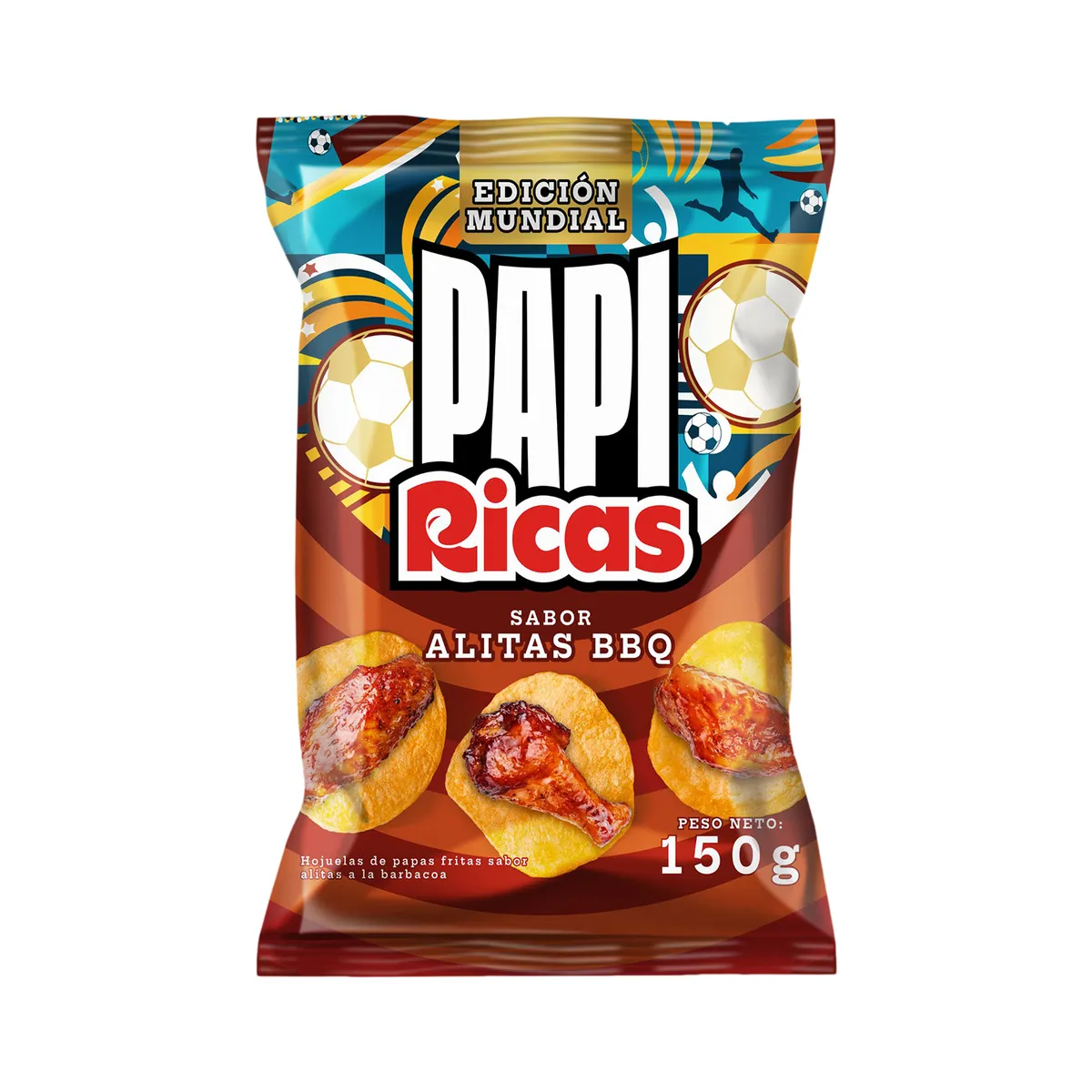 RICAS - Papas Papi Ricas Sabor Alitas BBQ Empaque 150 g