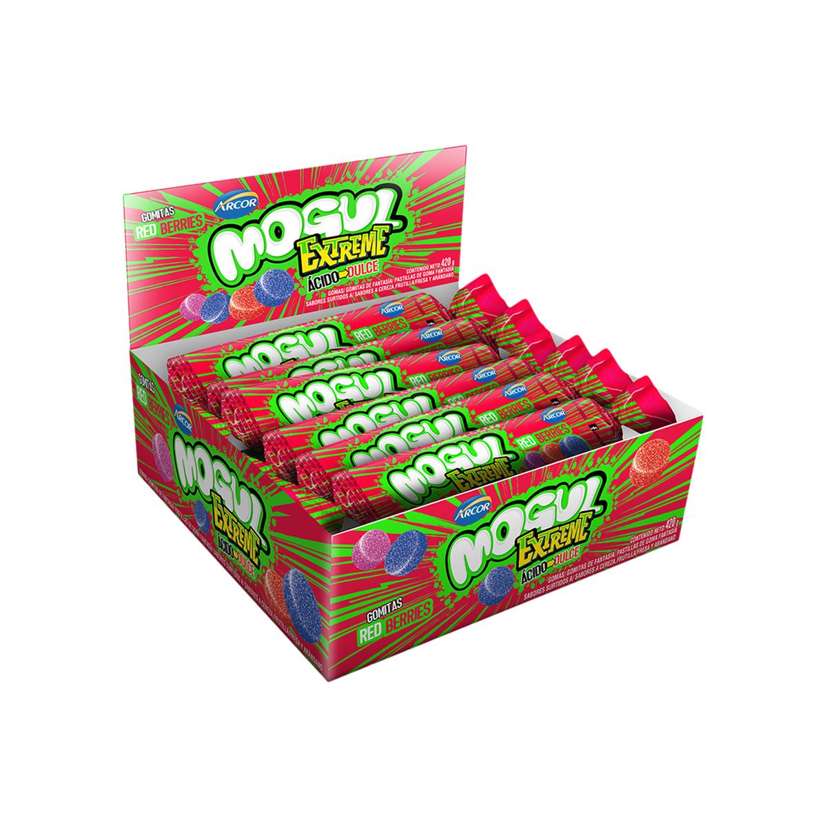 MOGUL - Goma Rollo Xtreme Red Berries Mogul Empaque 35 g